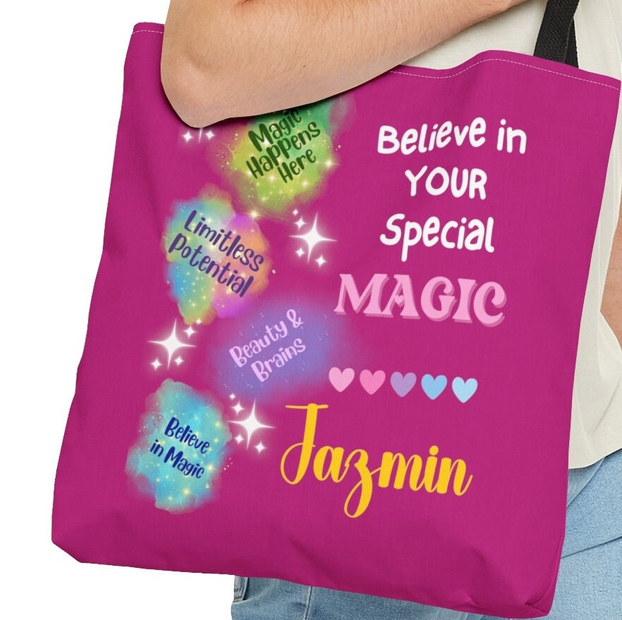 Personalized Black Girl Affirmation Tote Bag, Custom Magic Affirmation Bag, African American Bag, Black Teen Girl Gift, Inspirational Bag