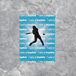 Personalized Softball Blanket, Lightweight Custom Name Softball Blanket, Softball Player Gift, Softball Team Gift, Softball Player Gift