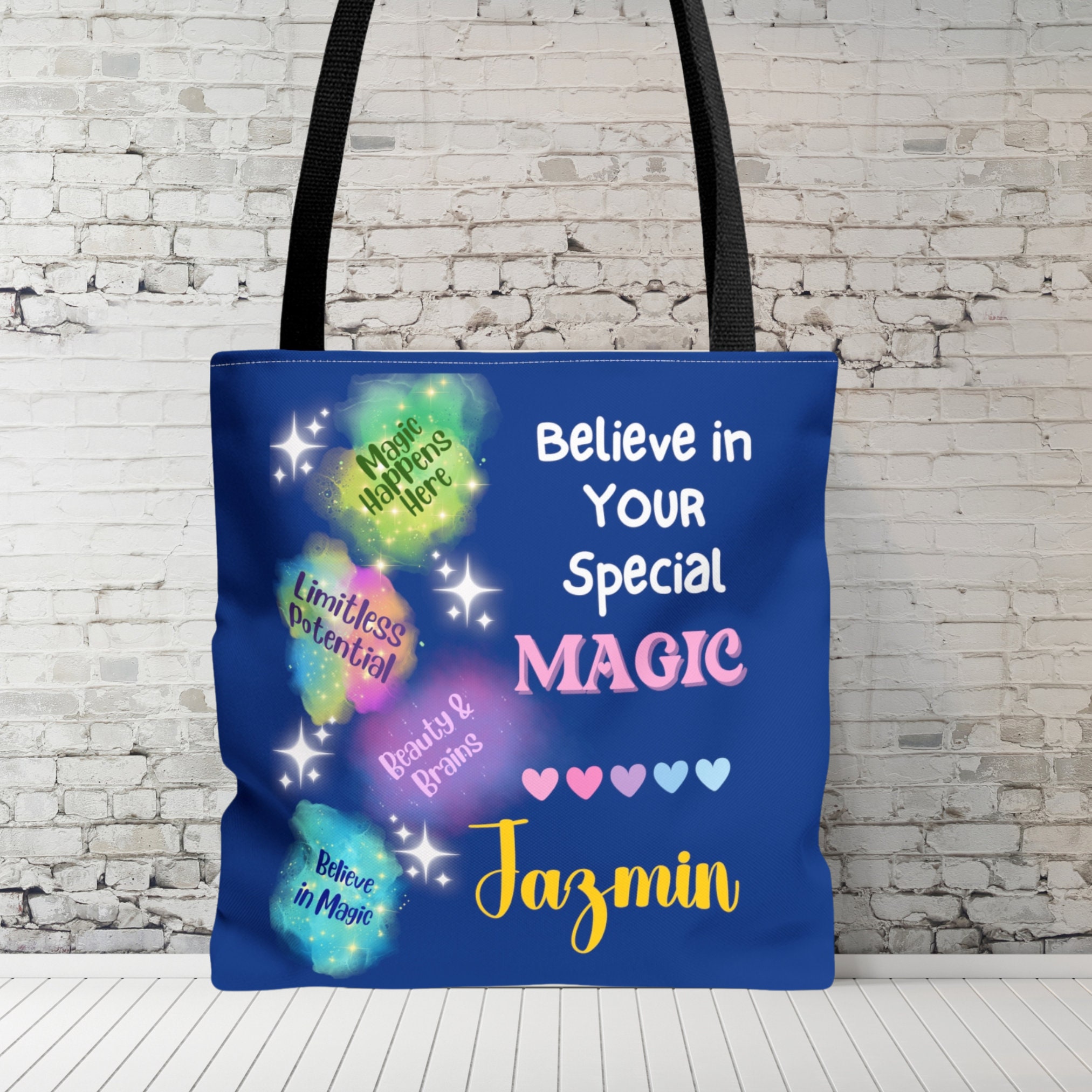 Personalized Black Girl Affirmation Tote Bag, Custom Magic Affirmation Bag, African American Bag, Black Teen Girl Gift, Inspirational Bag
