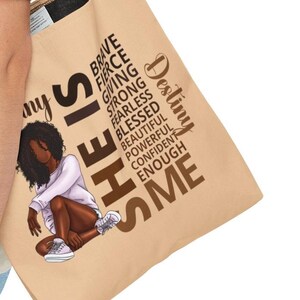 Personalized Black Girl Affirmation Tote Bag, Custom She IS Affirmation Bag, African American Bag, Black Teen Girl Gift, Inspirational Bag immagine 8