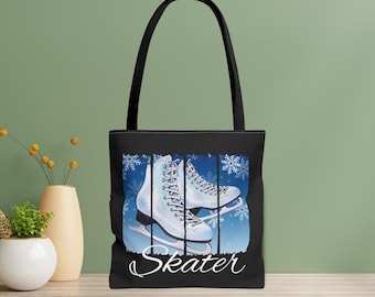Brushstroke Figure Skater Tote, Ice Skate Shoulder Bag, Skating Lover Gift, Adult Skater Tote Bag, Competitive Skater, Trendy Skating Bag