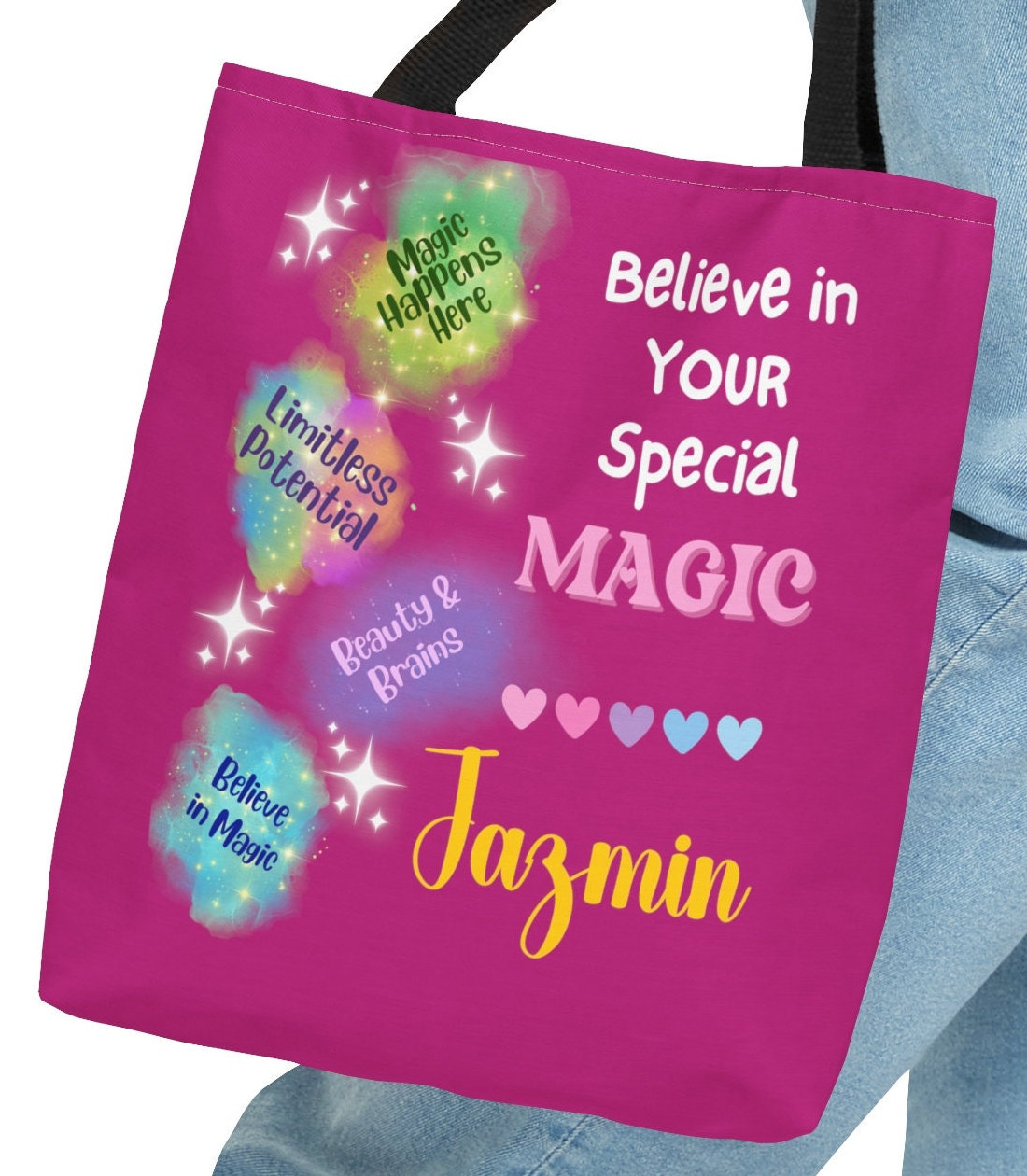 Personalized Black Girl Affirmation Tote Bag, Custom Magic Affirmation Bag, African American Bag, Black Teen Girl Gift, Inspirational Bag