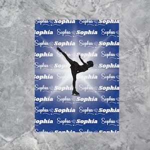 Personalized Figure Skater Blanket, Lightweight Custom Name Skater Blanket, Ice Skater Gift, Competitive Skater Blanket, Adult Skater Gift