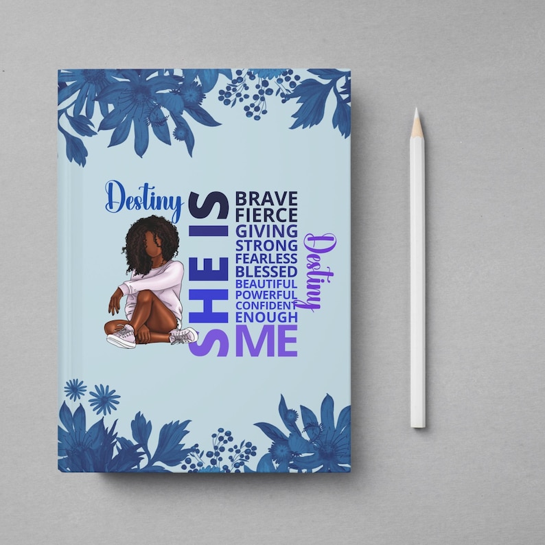 Personalized Black Girl Hardcover Journal, She IS Affirmation Notebook ...