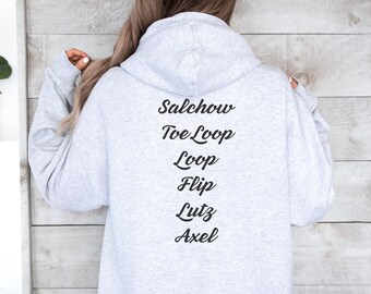 Figure Skater Jumps Hoodie, Ice Skater Hooded Sweater, Gift for Figure Skating, Figure Skating Coach Gift, Adult Skater Hoodie