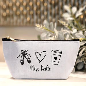 Personalized Dance Cosmetic Pouch, Dancer Makeup Bag, Dance Teacher Gift, Ballerina Pouch, Dance Lover Toiletry Bag