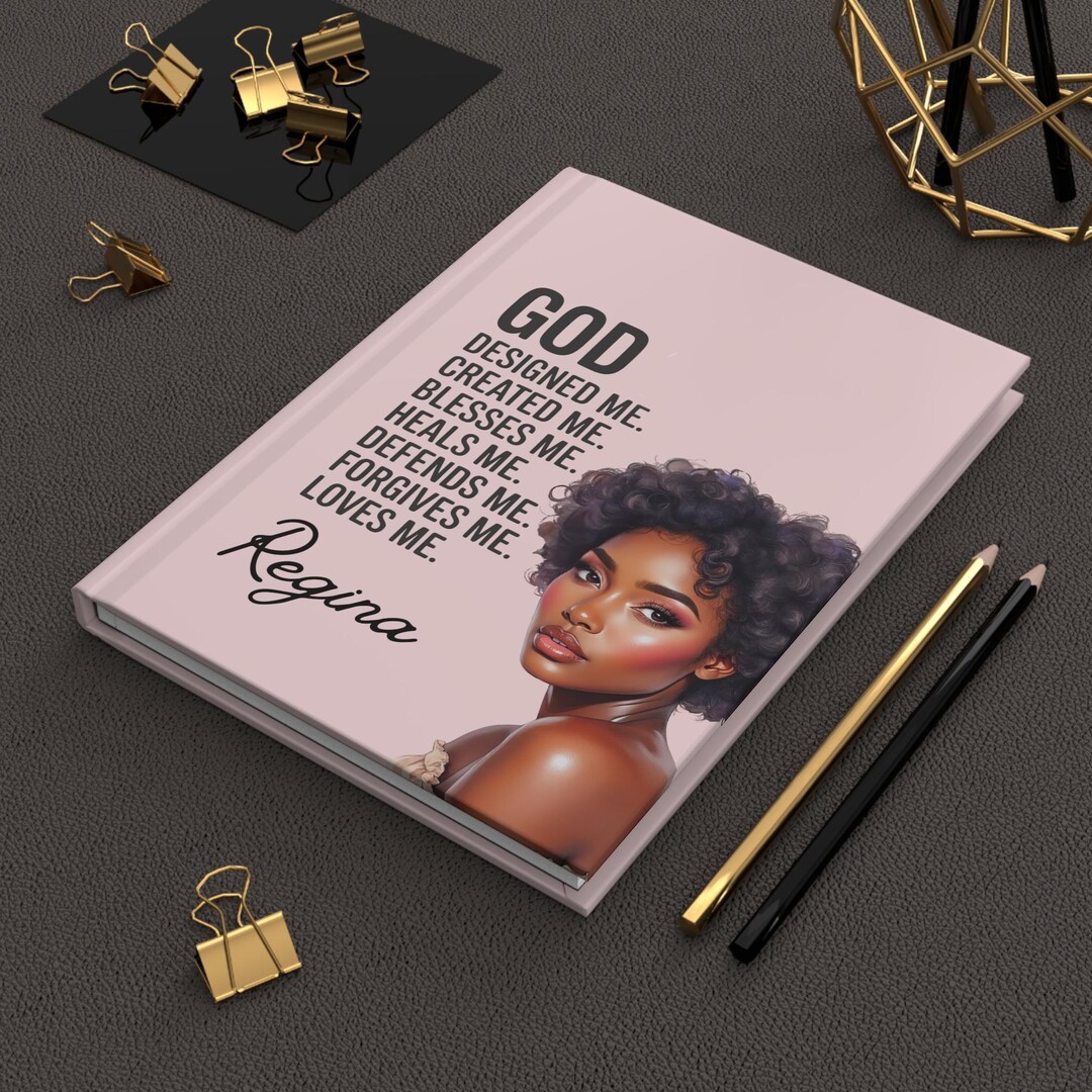 Personalized Black Woman Hardcover Journal, God Says I AM Affirmations ...