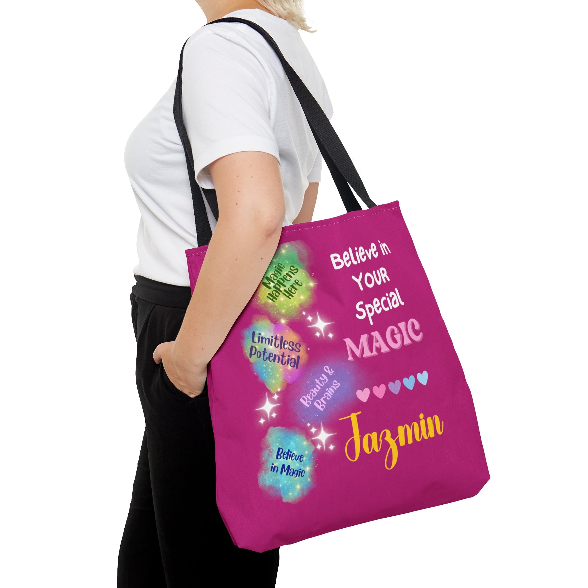 Personalized Black Girl Affirmation Tote Bag, Custom Magic Affirmation Bag, African American Bag, Black Teen Girl Gift, Inspirational Bag