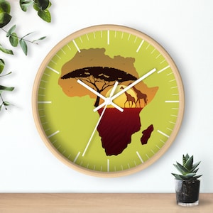 Africa Wall Clock, Afro-centic Decor, Africa-Inspired Gift, Housewarming Gift, Africa Map, Africa Design,  Modern Wall Clock