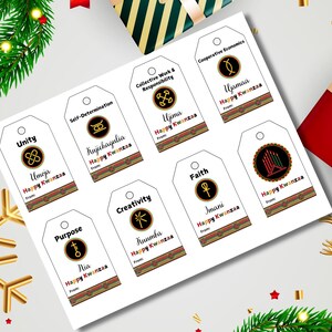 Printable Kwanzaa Gift Tags, Seven Kwanzaa Principles Celebration Gift Tags, INSTANT DOWNLOAD Holiday Gift Tags, Kwanzaa Party Favor Tags