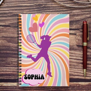 Personalized Tennis Notebook, Custom Name Tennis Notebook, Tennis Team Notes,  Tennis Player Gift, Retro Journal,  Personalized Tennis Gift