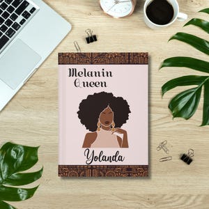 Carnet cartonné personnalisé femme afro-américaine, carnet d'affirmations fille noire, journal Melanin Queen, journalisation inspirante