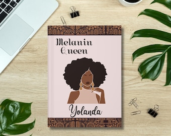 Personalized African American Woman Hardcover Journal, Black Girl Affirmation Notebook, Melanin Queen Diary, Inspirational Journaling