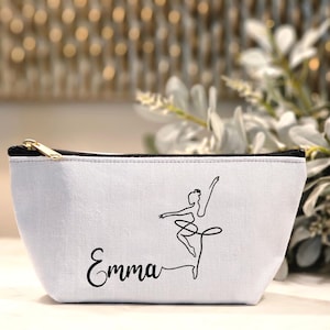 Personalized Dance Cosmetic Pouch, Custom Ballerina Makeup Bag, Toiletry Bag, Dance Accessory Bag, Competitive Dancer Gift,  Dance Team Gift