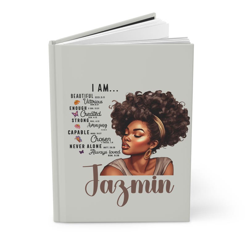 Personalized Black Woman Hardcover Journal, I AM Affirmations Notebook ...
