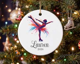 Enfeite personalizado de patinação artística, presente para patinador(a) no gelo, lembrança de patinação no gelo, presente para patinador(a) adulto(a), presente de Natal para patinadores(as).
