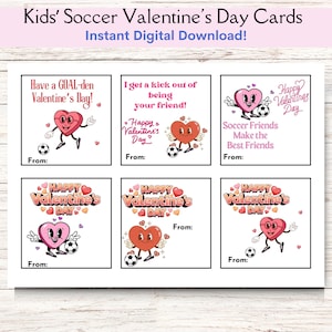 Druckbare Fußball Herz Valentinstag Karte, Retro Fußball Valentinstag Freundschaft Karte, Fußball Valentinstag, INSTANT DOWNLOAD Skating Class Karten