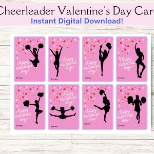 Druckbare Valentinstag Karte, Hintergrund Rosa Cheerleader Freundschaft Karte, SOFORTIGER DOWNLOAD