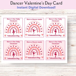 Druckbare Ballerina Boho Valentinstag Karte, Rosa Ballett Valentinstag Freundschaft Karte, SOFORTIGER DOWNLOAD Tanzklasse Valentinsgrüßen, Tänzerin Karten