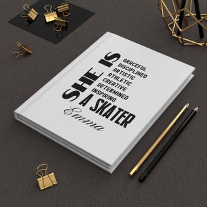 Personalized Skater Hardcover Journal - Lined Pages, Figure Skating Practice Notebook, Ice Skater Diary, Skater Gift, Skating Team Gift