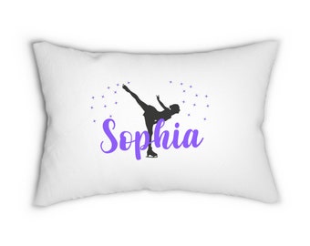 Personalized Figure Skater Pillow, Custom Skating Pillow, Ice Skating Gift, Skater Decor, Gift for Competitive Skater, Skating Bedding