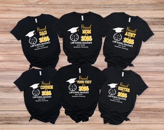 Personalized Law School Grad Shirt, Lawyer Graduation Shirt, Family Graduate Tee, Proud Mom of Law School Graduate, Proud Dad of Grad