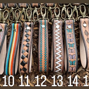 Leather Tooled Western Keychain