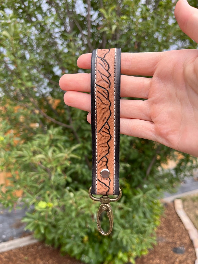 Leather Tooled Western Keychain Etsy