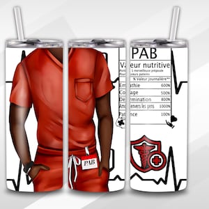 PAB - Man - Nutrition Facts - Red Uniform - PNG - In FRENCH - 20oz Tumbler -