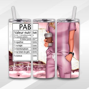 PAB - Female - Beneficiary Attendant - Nutritional Value - Pink Uniform - PNG - In FRENCH - 20oz Tumbler -