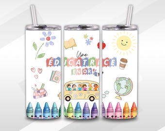 EDUCADOR - guardería - escuela - cuidado infantil - PNG - En francés - Vaso/taza de 20 oz