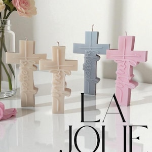 Cross Pillar Candle | Baptism | faith and blessed | Baptism Favour | Home-decor | Religious Gift | Handmade