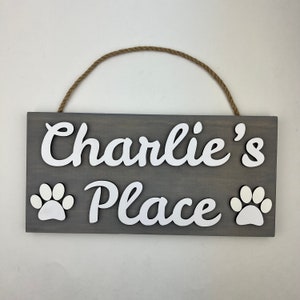 Large Pet Name Sign, 3D Pet Name Sign, Personalized Pet Name Plate, Custom Pet Name Sign, Cat Paw Sign, Dog Sign, Pet Food Area Decor