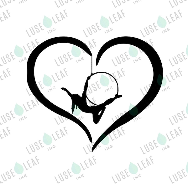 Aerialist Lyra Love Heart SVG vinyl sticker download file for cricut silhouette or other maker machines