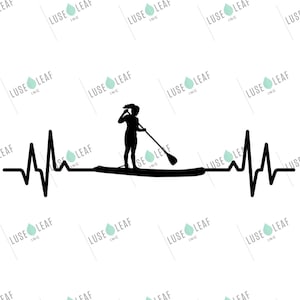 Paddle board hartslag SVG digitale download vinyl sticker ontwerp voor Cricut, Silhouette of andere makermachines Paddleboard
