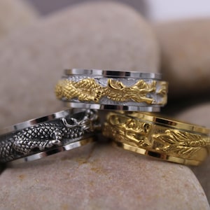 Fidget Dragon Ansiedad Spinner Anillos, Giratorio Anti Estrés Preocupación Anillo, Giratorio Stim Joyería Juguete, TDAH OCD Autismo Regalo para Hombres y Niños