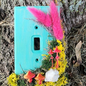 Blue Wooden Single Switch Cover
