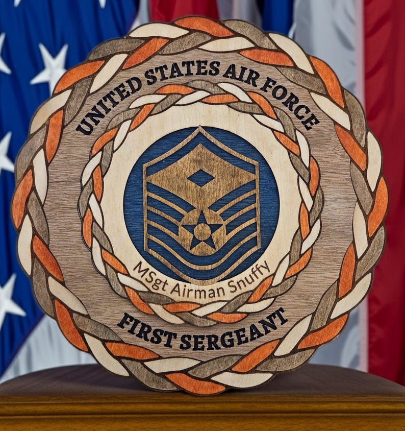 Wooden Air Force First Sergeant Plaque | Master Sergeant Promotion | 3 ...