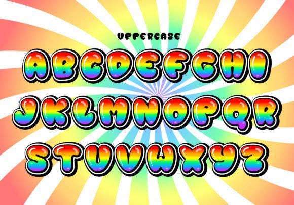Bubble Rainbow Font, Bold Script Font, Crafty Font, Groovy Font, Script ...