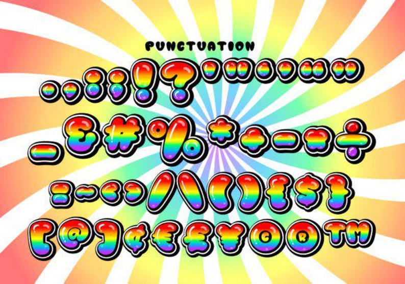 Bubble Rainbow Font, Bold Script Font, Crafty Font, Groovy Font, Script ...