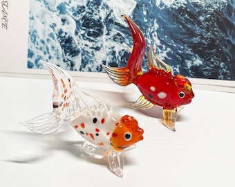Handmade Glass Fish Ornament, Lucky Home Decor, Desk Accessory