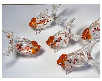 Lucky Glass Fish Decor Glass Ornament, Home Decor Handmade Glass Art, Desk Accessories Fish Tank Decor