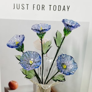 7,5 Zoll Morning Glory Glas Blumenstrauß, handgefertigte Glasblumen, Glas Ornament Weihnachtsgeschenke Einzigartiges Geschenk