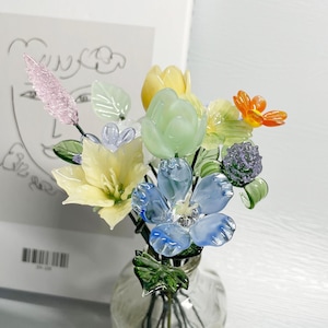 7,5 Zoll Rittersporn handgemachte Glasblumen, verschiedene Farbe Morning Glory Glas Ringelblume Blumenglas Blumenstrauß Einzigartige Geschenk Weihnachtsgeschenke