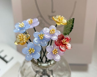Mini Handmade Glass Flower, Daisy, Lily, Rose, Desk Decor