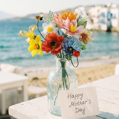 Glass Flower Bouquet, Handcrafted Birth Flower Gift, Mother's Day Arrangement