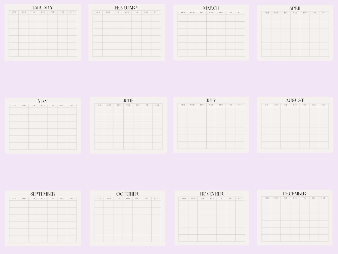 Blank Calendar Printable Blank Calendar Blank Calendar - Etsy