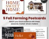 Fall Farming Postcards, local real estate agent marketing, realtor postcard bundle, Happy Fall, Halloween, overcoming the market
