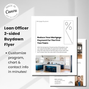2-1 Buydown chart flyer, customizable mortgage marketing, loan officer, payment scenario, creating affordability, minimalist, email design