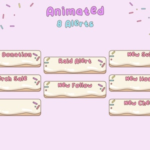 8 ANIMATED Twitch Alerts for Alertbox | Cute Kawaii Alerts for Twitch Streamers | Streaming Assets for Cute Streamers | Kawaii Twitch Theme